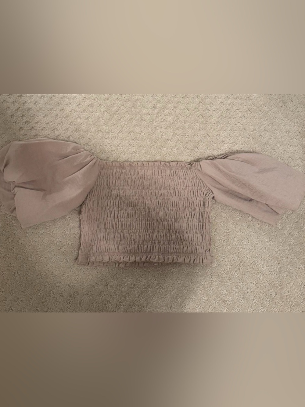 Altar'd State Smocked Off-Shoulder Puff Sleeve Crop Top size medium
